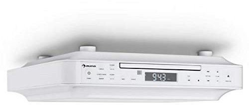 Auna KRCD-100 BT - Radio de Cuisine, Interface Bluetooth, Lecteur CD, Minuteur, Réveil de Cuisine, Compte à rebours, Ecran LCD, Antenne Filaire, Télécommande, Blanc