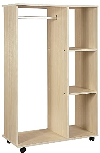 HOMCOM Armoire penderie Armoire de Rangement Mobile Panneaux de Particules Coloris chêne Clair