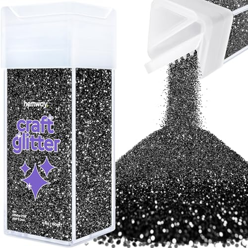 Hemway Craft Glitter Shaker Black 130g Ultrafine | for Resin & Epoxy Crafts, Christmas Art Supplies, Nail, Body, Face, Eye, Festival, Crafting, Slime, Sparkle