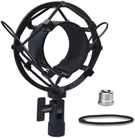 Boseen Universal Microphone Shock Mount, Mic Clip Holder Mount for Diameter 47mm-53mm Mic Anti Vibration Adjustable High Isolation Shock Mount