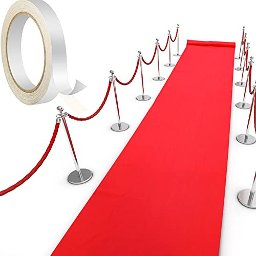 Shappy Teppich Läufer Landebahn Teppich 55gsm Dicke mit 1 Stück Band für Hochzeit Weihnachten Erntedankfest Outdoor Zubehör, Hochzeit Party Flur (Rot, 4 x 30 Feet)