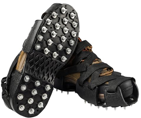 Epoxy Floor Spiked Shoes, 99% Pre-Installed Gunite Flooring Coating Spiked Shoes with 0.47 Short Spikes for Resinous Coatings, Garage Epoxy Floor, Overlays, Cover Installation, Ice Crampons
