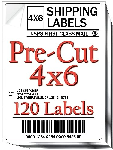 JETZAP Pre-Cut 4x6 Shipping Labels | Work on Most Inkjet and Laser Printers | Just Load & Print | USPS UPS FedEx for Home Printers | 120 Pack