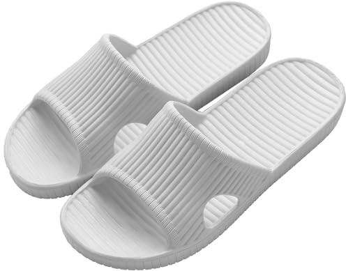 JIJIe Pantoufle de douche, pantoufles pour femmes pour la salle de bain ou l'intérieur, antidérapantes, beige, 36/36.5 EU