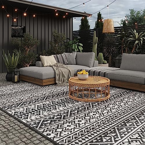 EVOCAMP Tapis d'extérieur 250x400 cm, résistant à la Pluie, imperméable, léger 3,6 kg, Couverture de Camping et Pique-Nique, Tapis en Plastique pour terrasse et Balcon, Fibres de polypropylène