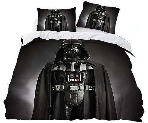 GYORI War Star Bettwäsche-Set,Kopfkissenbezug 80 x 80 cm,Darth Vader Bettbezug 135 x 200 cm,spannleintuch Anime deko Geschenke für Jungen (A,135x200+80x80cm)