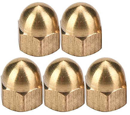 Dome Cap Nut ,Acorn Hex Nut Acorn Dome Cap Nuts Acorn Hex Cap Nut Brass Acorn Nut Kit Dome Head Cap Hex Nuts Set Vehicle Fasteners M3-M12 for Bolts Screws (M5 20PCS)