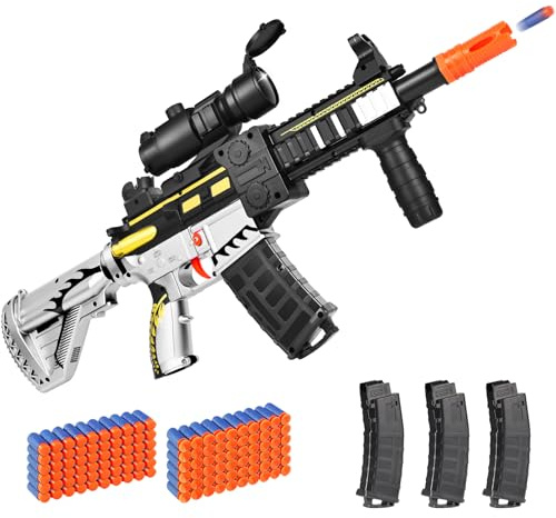 Realistic Toy Foam Blaster Gun - Electric Sniper Rifle with Scope 120 Soft Bullets 3 Magazines, Automatic Dart Gun for Boy Ages 8-12 Years Old, Indoor Outdoor Gifts for Adult Kid Christmas Birthday