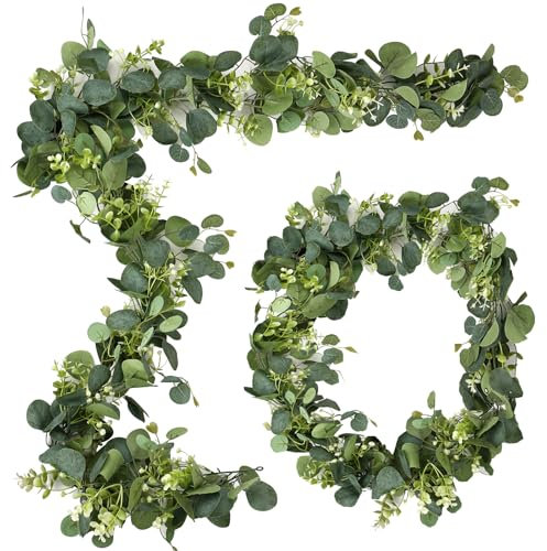 Williyatt Eukalyptus Girlande 2 pcs1.8 m mit Weidenblättern Grüne Blätter Künstliche Girlande Pflanze für Hintergrund Hochzeit Dekoration Tischläufer Mittelstück