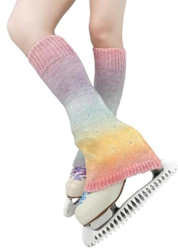 LIUHUO Calentadores de piernas para patinaje artístico para adultos y niños, Rosa-1, Dimensioni singole