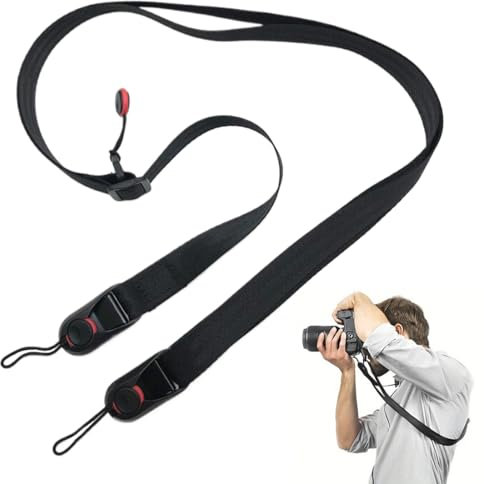 COYUN Correa de Hombro para Cámara Réflex - Ajustable y Larga, Color Negro