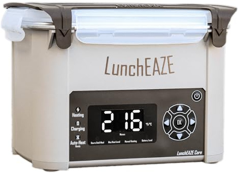LunchEAZE Core Gen 2 Cordless Heated & Electric Lunch Box – Battery-Powered, 4-Cup Capacity, 220°F, Automatic Scheduled Heating for Hot Meals Anywhere