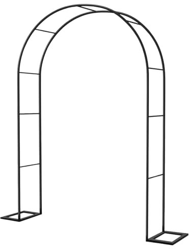 Arco da Giardino in Metallo Zincato Struttura Resistente per Rose Gelsomini Pergolato Esterno con Base Regolabile Altezza: 200/220/230 cm Larghezza: 80/120/140/180/200/210/300/350cm(Black,300W x 220H