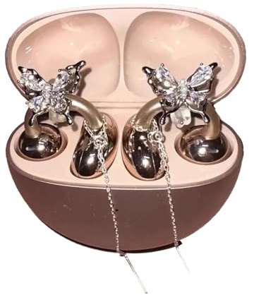 Bow Rhinestone for Clip on Earbuds Open Ear Accessories, Elegant Zirconia Decorative Earphone Accessories, Removable Exquisite DIY Decoration (Butterfly)