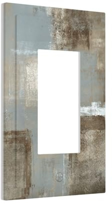 Xuejiaku Outlet Covers Grey and Brown Abstract Art Oil Painting 1 Gang Single Rocker Light Switch Cover Plate Decorative GFCI Wallplates Electrical Socket Cover for Bathroom Bedroom Decor