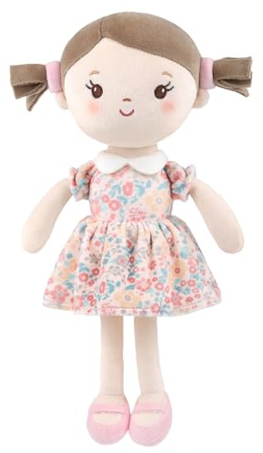 GAGAKU Muñecas Trapo para Niñas 30cm Tela Suave Ángel Guardián Regalo de Bautizo para Niña con Alas Peluche Amuleto de la Suerte para Niños de 1-6 Años- Niña Cereza (Chica Flor Rosa)