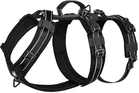 OneTigris Escape-Proof Dog Harness Medium with Large Handle, Anti-Pull Reflective Working Service Pets Vest, Breathable Pets Vest, Adjustable Lift Support Body Harness Large Dogs (Black, M)