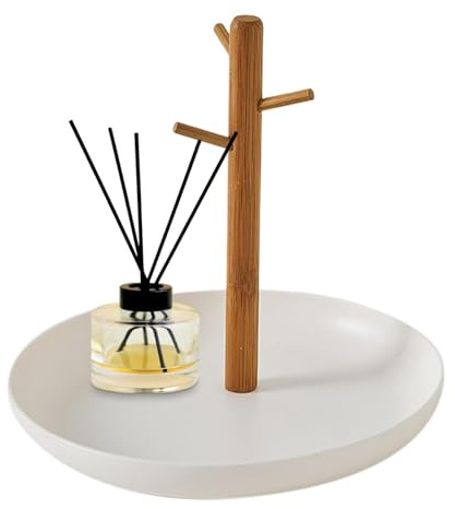 Opilroyn Vassoio portachiavi in legno - Organizzatore decorativo per l'ingresso, vassoio multifunzionale in con portagioie, portanelli e porta profumi | Contenitore in legno per chiavi, da cass