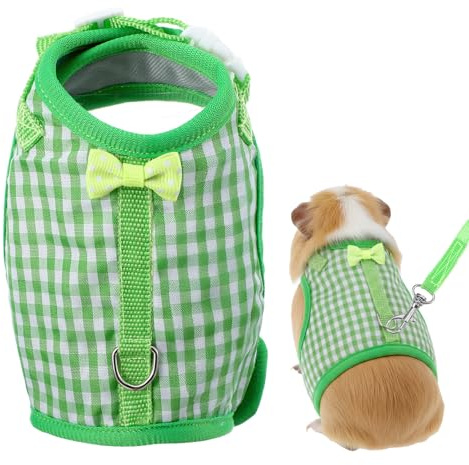 Guduling Meerschweinchen Geschirr, Kaninchen Geschirr mit Leine, Verstellbares Haustier Geschir für Frettchen Ratten Kaninchen, Ideal für Spaziergänge im Freien,Training im Garten und sichere
