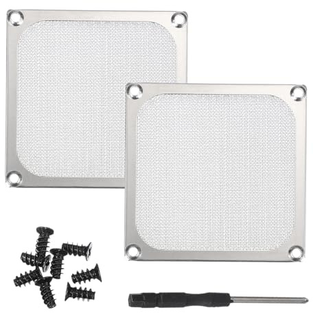 PATIKIL 92 mm fläktfiltergaller 2 stycken ultrafint aluminiumgaller ventilation dammskydd PC fläktgaller skydd med skruvmejsel och skruvar silver