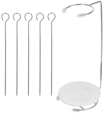 OSALADI Supporto per Spiedini in Acciaio Inox con 5 Aghi, Appendino per Kebab Resistente e Leggero, Porta Spiedini per Barbecue per Grigliate All’aperto e Picnic