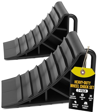 MY DIY Wheel Chocks Heavy Duty 2 Piece Set for Cars, Caravans And Trailers | Anti-Slip Base, Easy Carry Handle, Durable Roll Stopper Blocks for Vehicle Parking, Campervans, Motorhomes And Vans