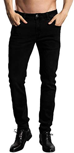 ZLZ Slim Fit Jeans, Men's Younger-Looking Fashionable Colorful Comfy Stretch Skinny Fit Denim Jeans, Black Jeans Pants for Men Size 34