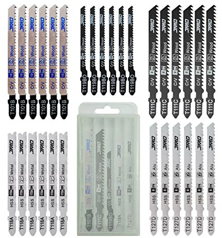 JMD 30 Stück T101B T111C T119BO T118A T127D Stichsägeblätter Metall Holz Mix Stichsägeblätter Set zum Schneiden von Metall Holz Stichsägeblättern, kompatibel mit Bosch Dewalt Makita Milwaukee usw