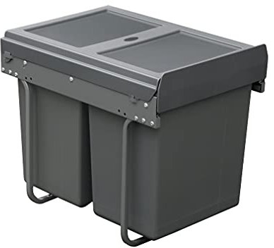 Handle & Home 40 Litre Capacity Dark Grey Base Mounted Bin for 400mm Cabinet (1x20L + 2x10L)