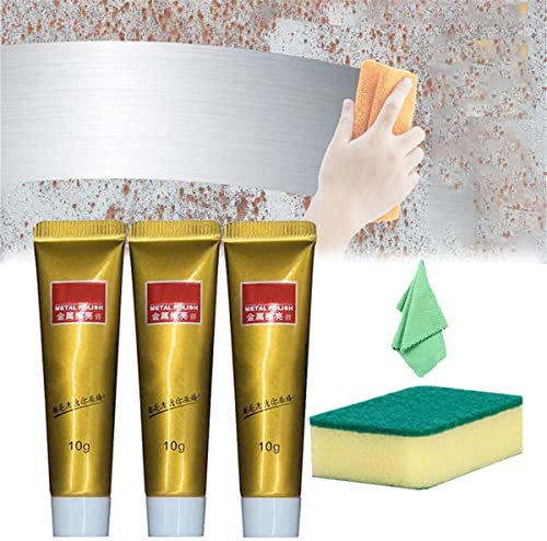 2022 Metal Polishing Paste All Metal Polish Cream,Ultimate Metal Polish Cream with Sponge and Towel,Rust Remover Paste Gel,Stainless Steel Cleaning Paste Powerful Cleaner for Metal Car Kitchen(3Pcs)