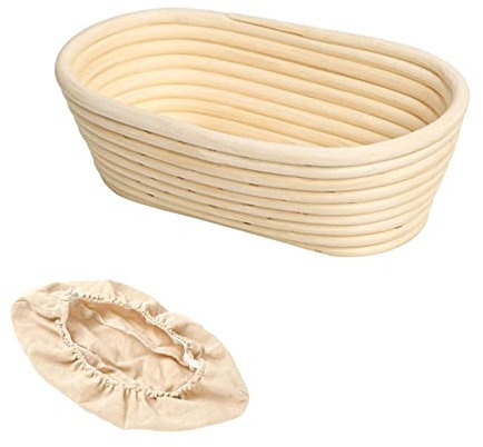 Belvanr Cestino Lievitazione, Cestino da Lievitazione,Cestino da Lievitazione per Pane Cestino per Pane Rattan Fatto Mano Cestino di Fermentazione Naturale Cesto Lievitazione Pane, con Panno di Lino