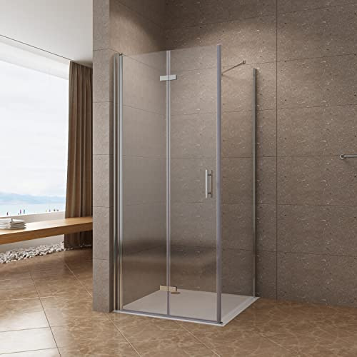 AQUABATOS NIMES Eck-Duschkabine Eckdusche 90x70x195cm Glasdusche faltbar Duschtür Falttür mit Seitenwand ESG-Sicherheitsglas Klarglas 6 mm inkl. Easy-Clean-Beschichtung
