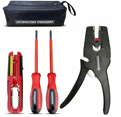 Automatische Abisolierzange für elektrische Drähte, inklusive Abmantelwerkzeug für elektrische Kabel und Koaxen, 2 isolierte Schraubendreher