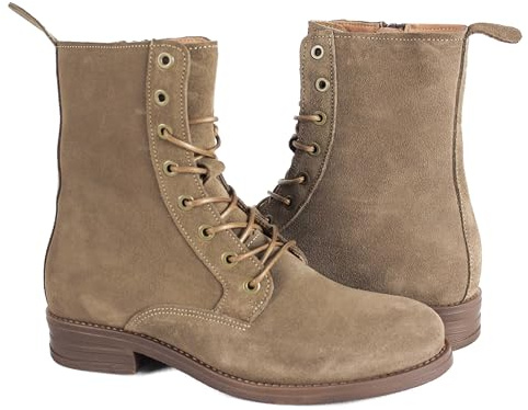 Zerimar Läderskor för kvinnor | ankelboots för kvinnor | snygga ankelboots | vinterstövlar för kvinnor | lediga damskor i läder | Färg Taupe |Storlek 38