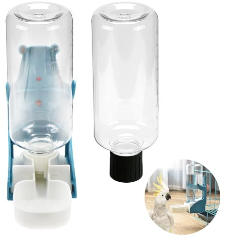 AUSYIWI Distributore automatico di acqua e cibo per uccelli in gabbia, Perfetto per pappagalli e pappagalli (Bottiglia d'acqua*2,per bottiglia da 500 ml)