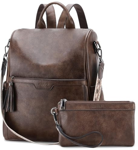 RAVUO Rucksack Damen, Anti Diebstahl Pu Leder Rucksack Tasche 2 in 1 Elegant Cityrucksack Wasserdicht Rucksackhandtasche mit Geldbörse für Schule, Arbeit,Reise,Kaffee