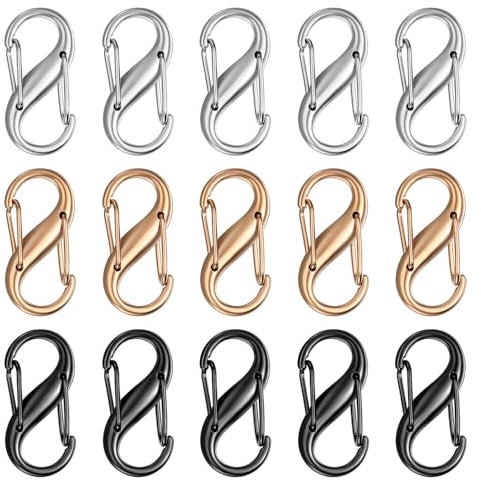 15 STK Fermeture Éclair Antivol, Clips de Sécurité Fermeture Éclair, Fermeture Clip, Mousqueton à Double Verrouillage en Métal pour Valise, Sac à Dos, Sécurité Bagage