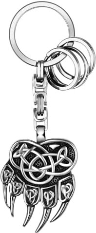 OIDEA Wolfspfote Schlüsselanhänger Wikinger Schmuck: Silber Herren Vikinger Keltischer Knoten Vintage Retro Schmuck Metall Edelstahl mit Schlüsselringe Wolf Geschenk für Freund Männer Jungen