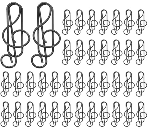 PATIKIL Cute Paper Clip, 100Pcs Music Note Shape Paper Clip Metal Funny Bookmarks Planner Clips Clamp for Home Office Supplies Desk File Organization Wedding Decoration, Black