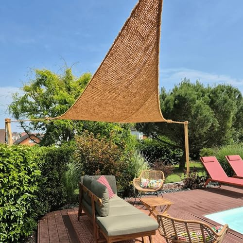 Tenda parasole in fibra di cocco, protezione solare ecologica, diverse misure e forme triangolare, terrazza, giardino, pergolato (Sable, 3x3x3m, Triangolare)
