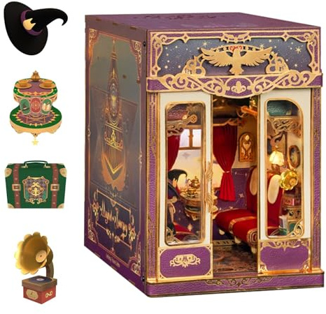 Tonecheer Kit fai da te per Adulti, Casa Delle Bambole in Miniatura, Treno dell'infinito, Magico, Vintage, Modellino di Carrozza, Puzzle 3D in Legno, Fermalibri Decorativo, Regalo (Viaggio Magico)