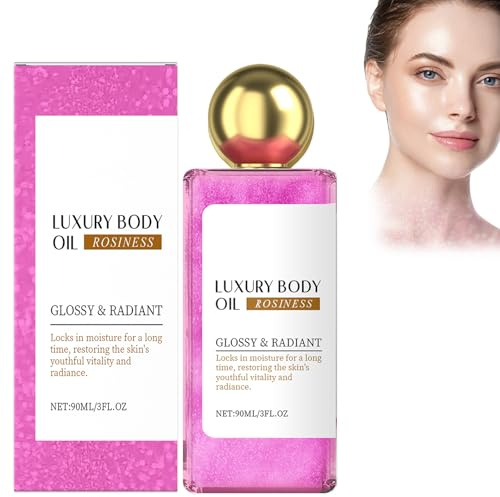 Glitzer Körperöl – Strahlendes Highlighter öl Für Gesicht, Körper & Haar – 90ml – Schnelltrocknender Glanz Mit Feinen Glitzerpartikeln – Für Partys, Festivals & Make-Up Looks (Rose) Skin Care Oil
