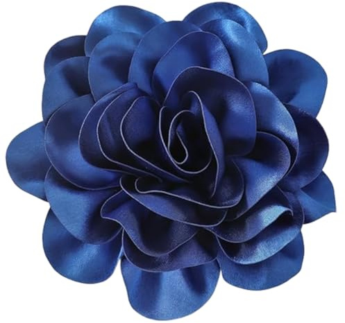 CRASPIRE Broche de Rosa Azul de 7.8(5) cm con Solapa Delicada Satén Hecho A Mano Estilo Vintage Elegante Grande con Flores Mujer Vestido Novia Boda Fiesta Baile Banquete Accesorios Ropa