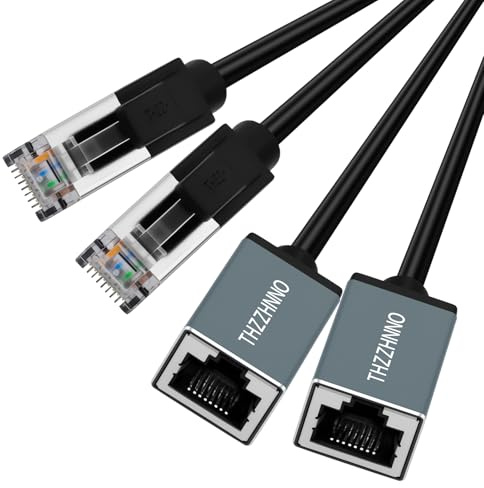 Thzzhnno Cat6 Ethernet Extension Cable 6.6FT 2Pack, 1000Mbps RJ45 Male to Female Cable, Gigabit LAN Cord for MC, PC, Routers, Modems, and Switch