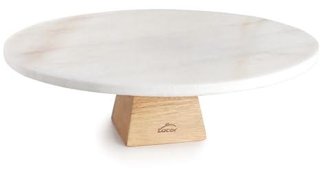 Lacor - 63593 - Alzata In Marmo, 30 cm, Base in Legno di Acacia, Espositore per Torte, Design Elegante e Resistente, Ideale per Torte, Cupcakes o Dolci