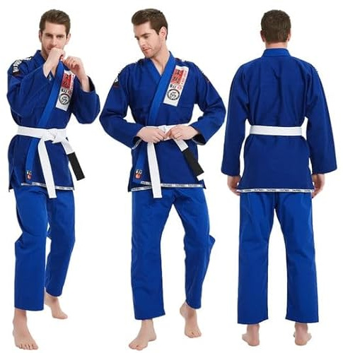 Uniforme brasiliana Jiu Jitsu Gi BJJ 450 grammi approvata IBJJF, Blu, A2