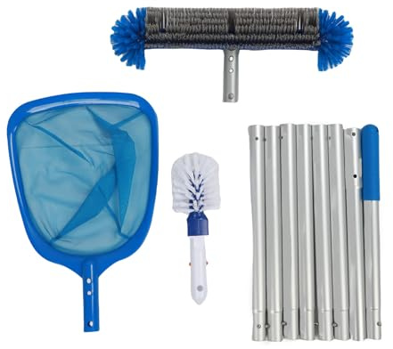 ANKROYU Kit Professionale per la Pulizia della Piscina Set di Rete a Rete con spazzole Regolabili a 8 Poli Design Rotante a 360 Gradi per Piscine Fuori Terra Interrate Spa Vasche i