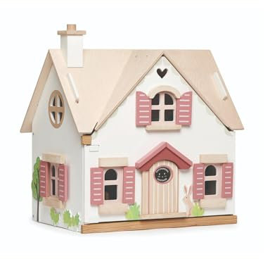 Tender Leaf Puppenhaus, Chalet 'Cottontail' 44 x 33,2 x 47,5 cm, eine Landhaus mit einem Möbel-Set (Puppen werden separat verkauft), aus Holz, in Box 43 x 12,8 x 46 cm, 3 +
