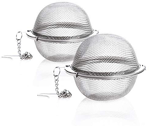 Prettyui 2 Pack Stainless Steel Mesh Tea Strainer with Extended Chain Hook for Brewing Loose Tea, Spices and Seasonings