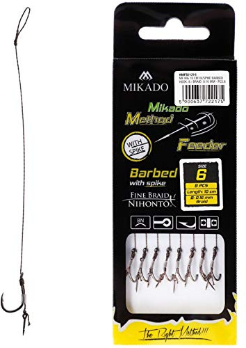 Mikado Method Feeder Rig mit Nadel Braid Chinu - Haken Gr. 10/0.12mm/10cm - 8St